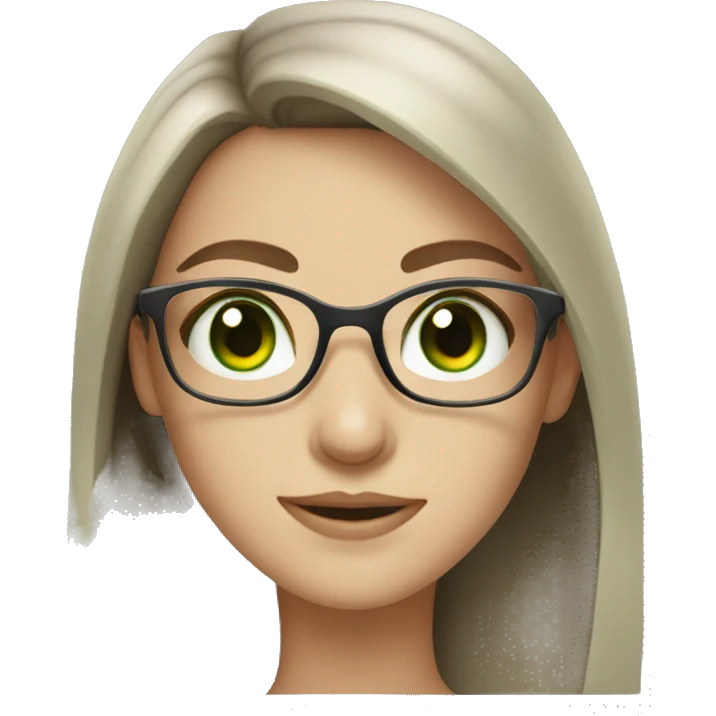 Green eye Pale brunette girl with glasses and long hair emoji