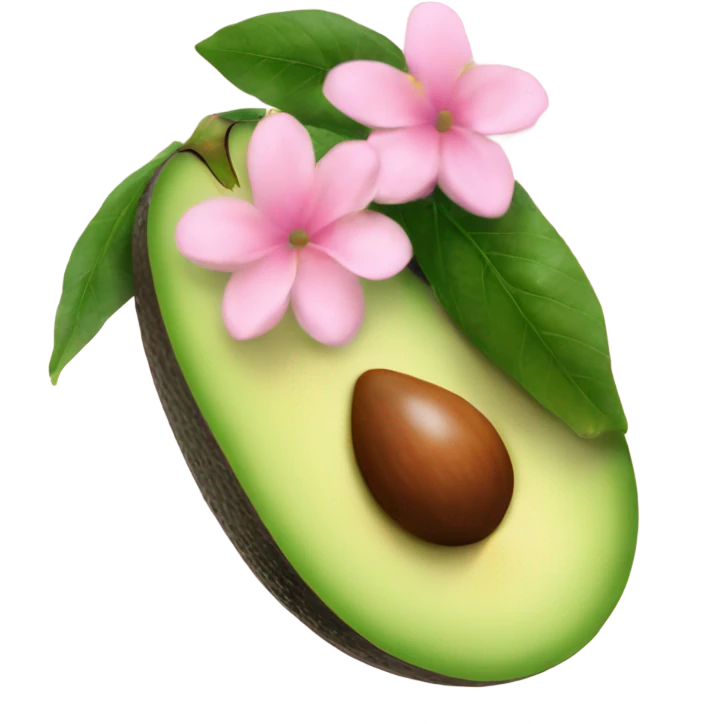 Realistic avacado with pale pink flower emoji