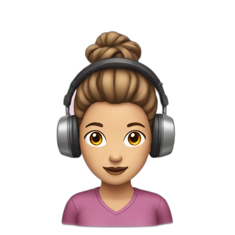 girl with her hair in a bun and a radio emoji