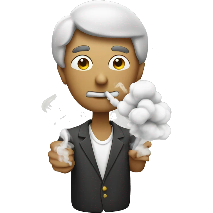 dude with a joint blowing smoke in the shape of a heart emoji