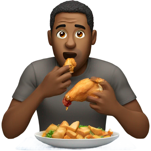 man eating chicken emoji