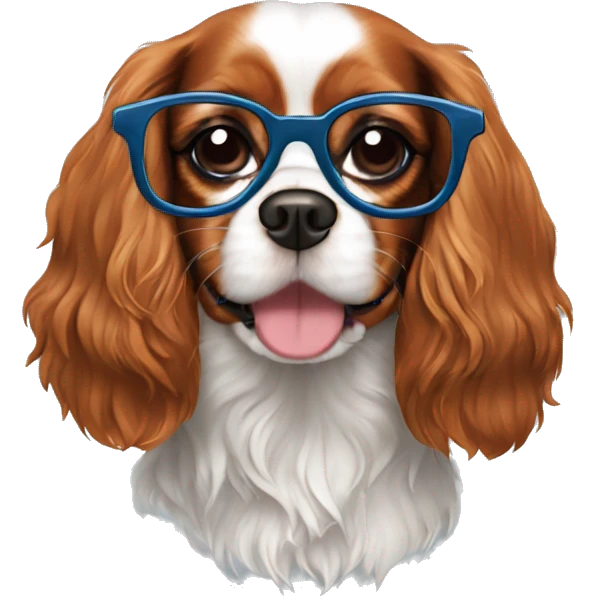 Cavalier King charles spaniel dog with glasses emoji