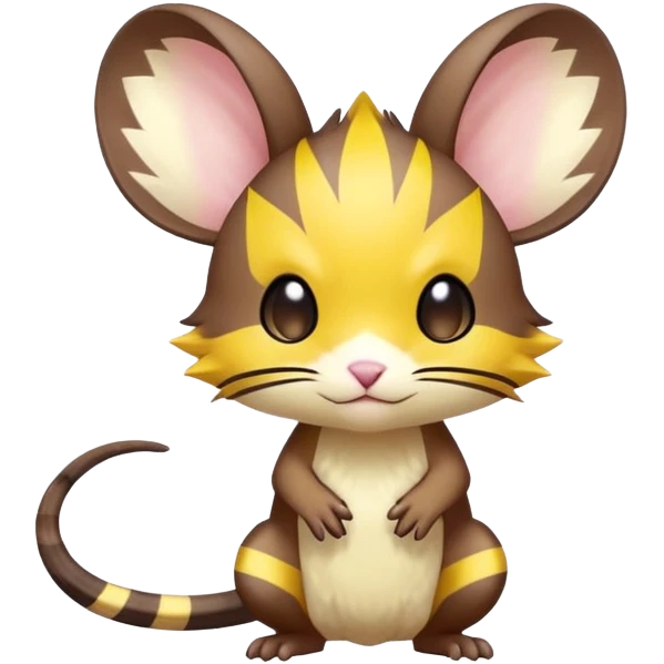 anime-style cute chibi Electric-elemental-type colorful dark-brown jerboa-Pokémon-Fakémon-creature with yellow zig-zag-stripes emoji