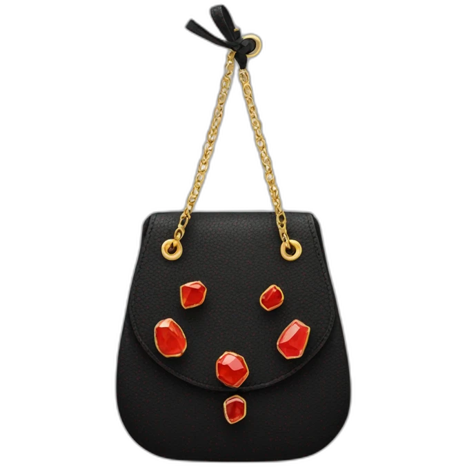 small black purse red stones emoji