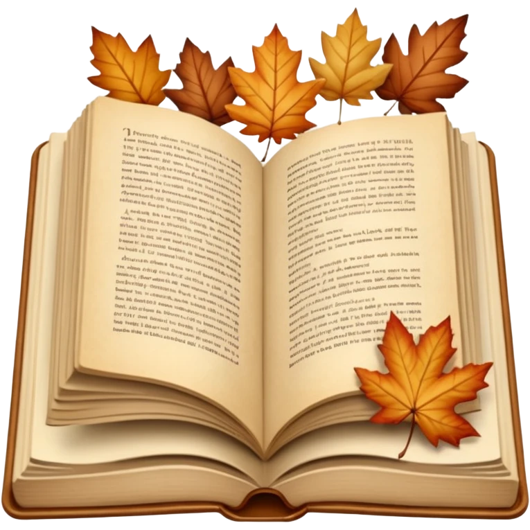 beige autumn open book with leaves on it emoji