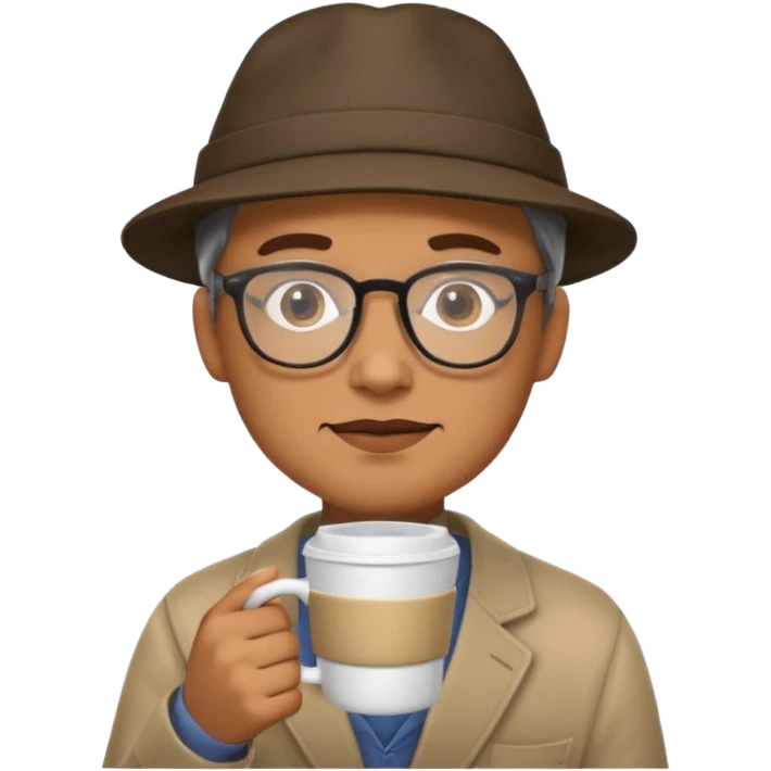 glasses man drink coffe with hat  emoji