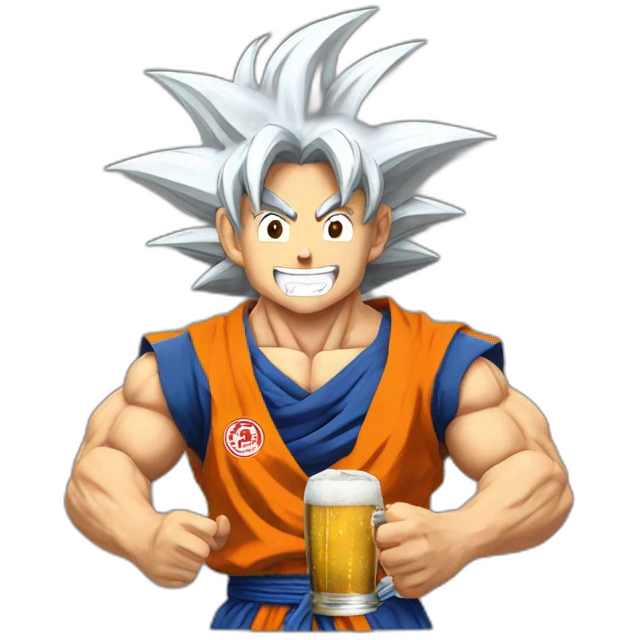 Goku drinking beer emoji