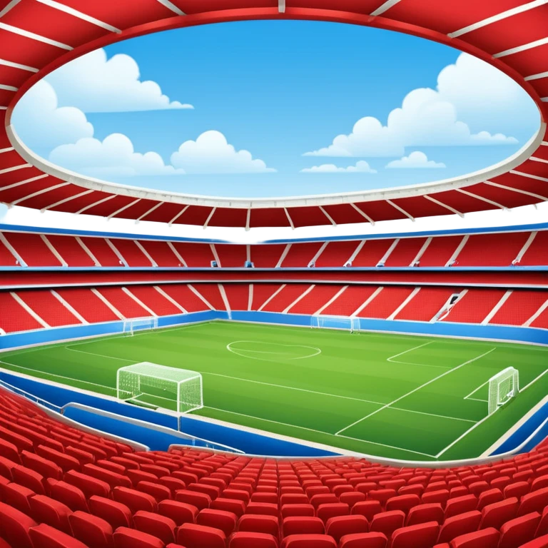 soccer stadium (#00A3E0) and red (#F9423A) emoji