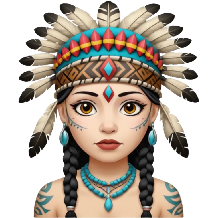 tribal girl Tattooed, white skin emoji
