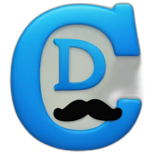 A blue letter D with a moustache emoji