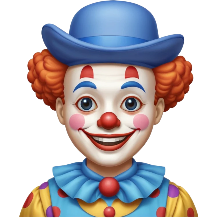 Chú hề đội mũ vuông cao xanh nước biển, cười tươi emoji