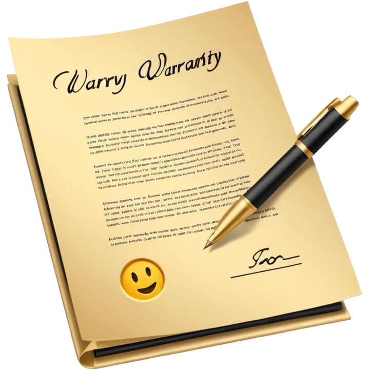 warranty contract golden paper signed, emoji