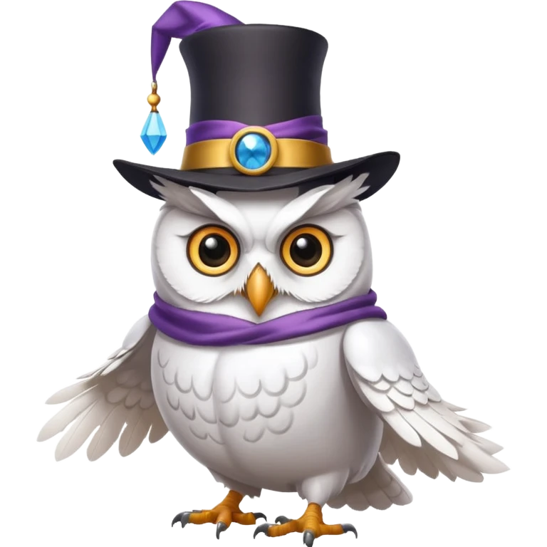 white owl with magician hat emoji