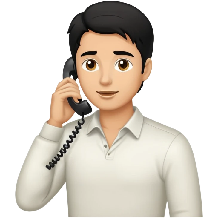 man with lush black hair talking on the phone emoji