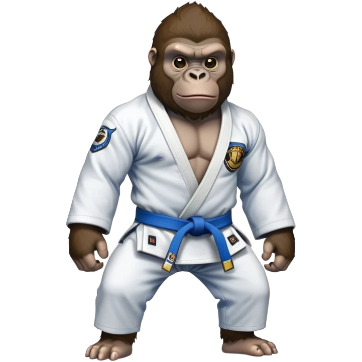 Gorilla in a jiu jitsu gi with a blue belt emoji