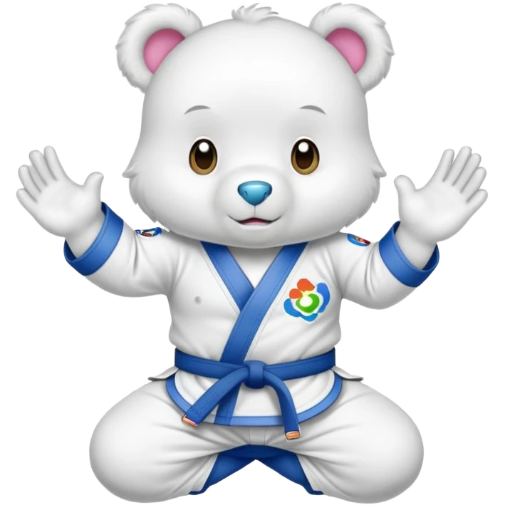 Care bear wearing a jiu jitsu gi emoji