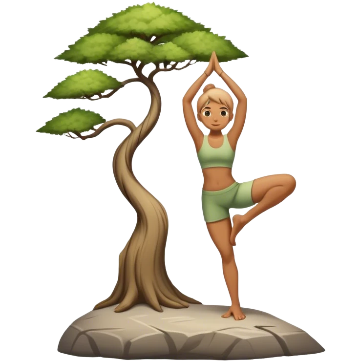 one person doing tree yoga standing on a rock emoji