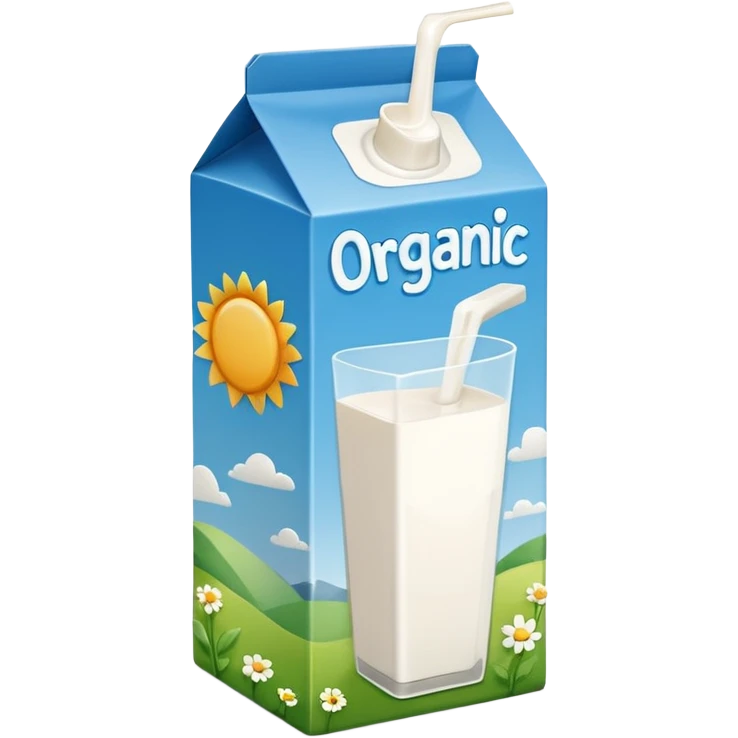 Realistic organic milk carton emoji