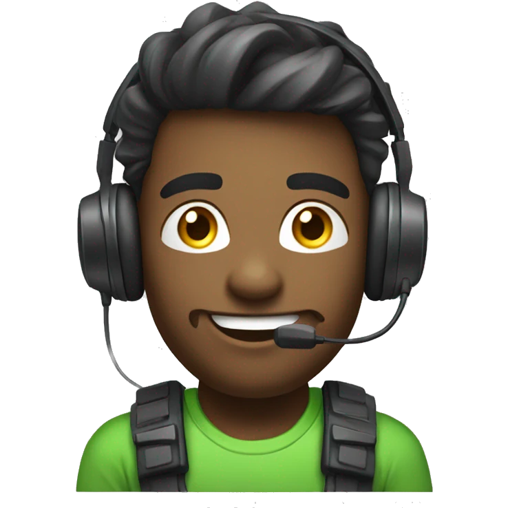 positive gamer in headset emoji