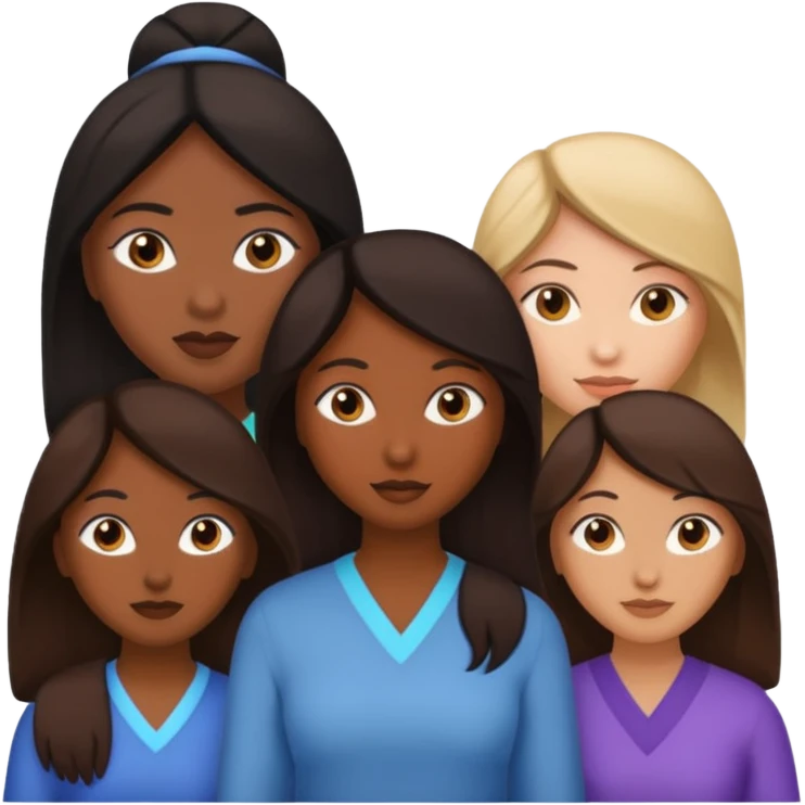 a group of 3 women, one is black, one is asian, one is indian emoji