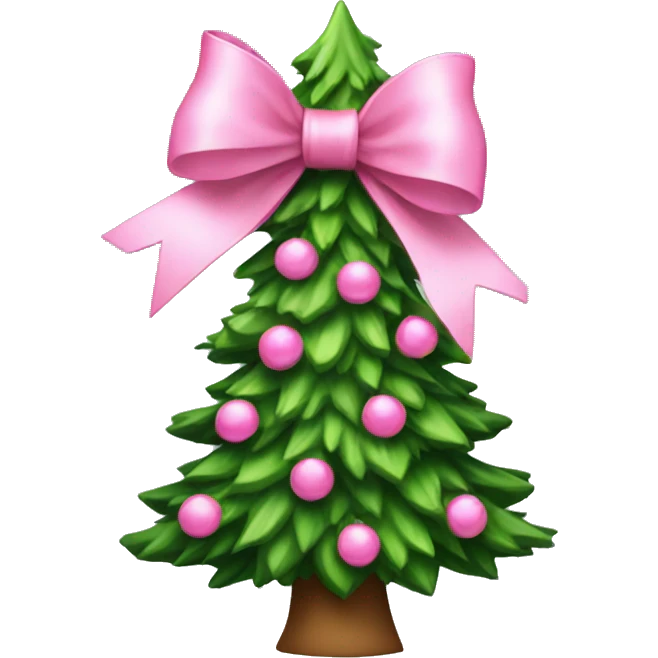A Christmas tree with a pink bow emoji