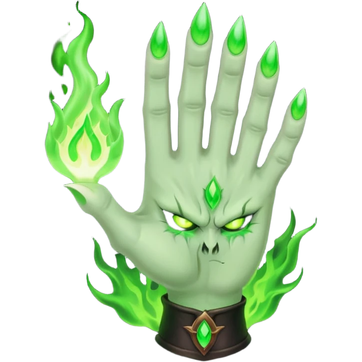 world of warcraft warlock hand with green fire emoji