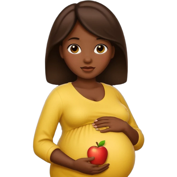 pregnant woman, dark skin tone, apple emoji style emoji