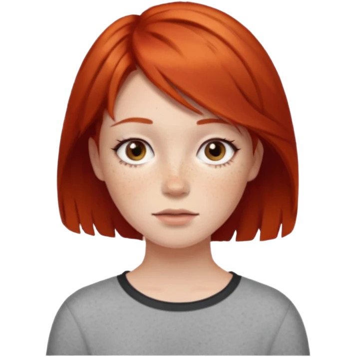 girl , short layer red hair emoji