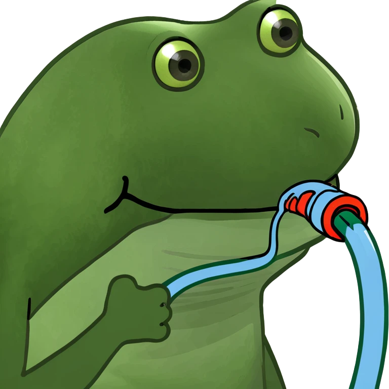 Frog drinking out of hose emoji