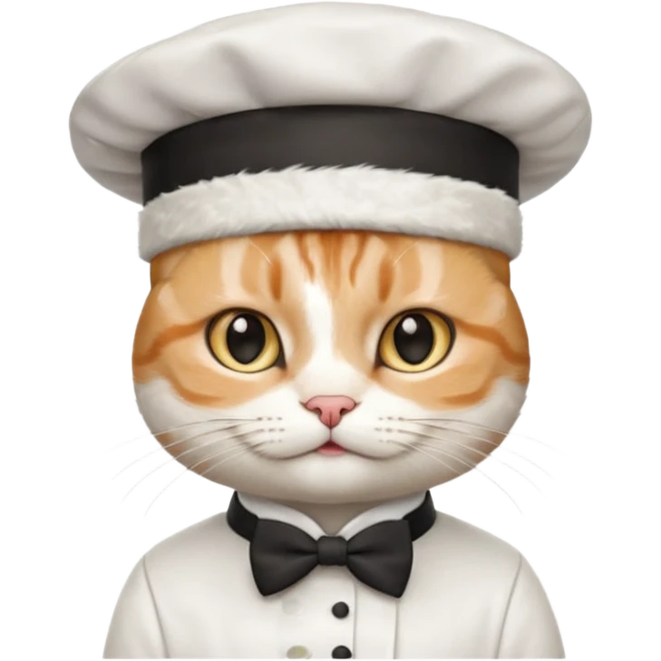 chef cat, bow tie and hat emoji