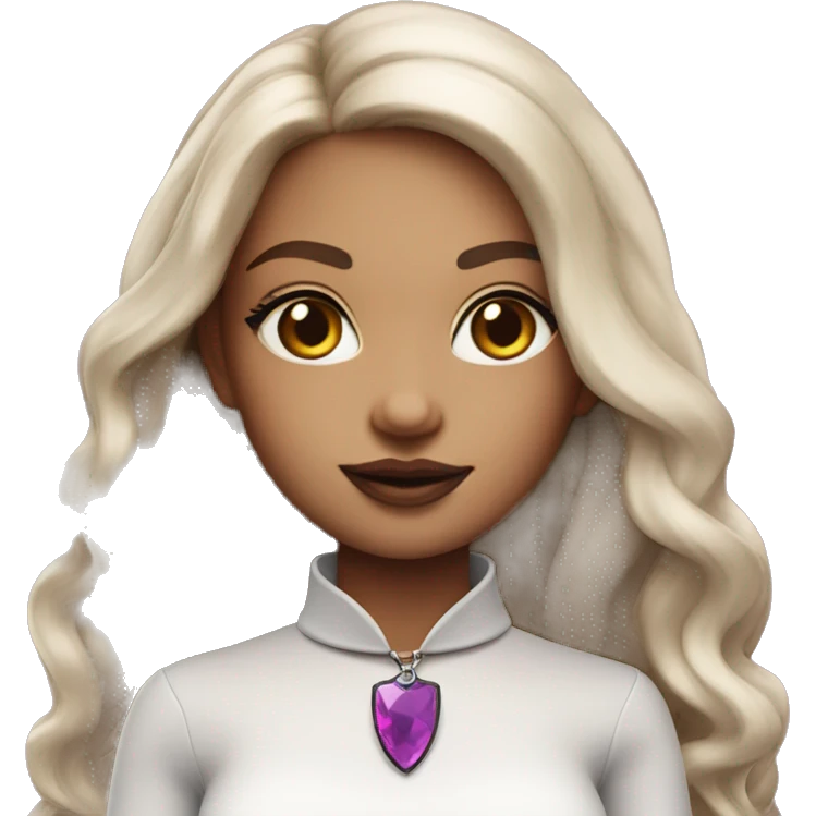 Fair skinned Witch with a choker and Barbie looks emoji