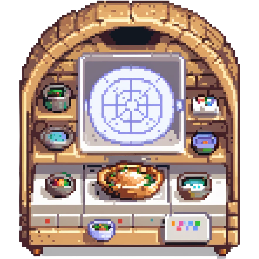 A transcendent baker manipulating timelines and alternate realities to bake. Ingredients phase in from other dimensions, and the oven warps space itself. UI is fragmented, shifting, and surreal—portals, time loops, and morphing recipe glyphs. emoji