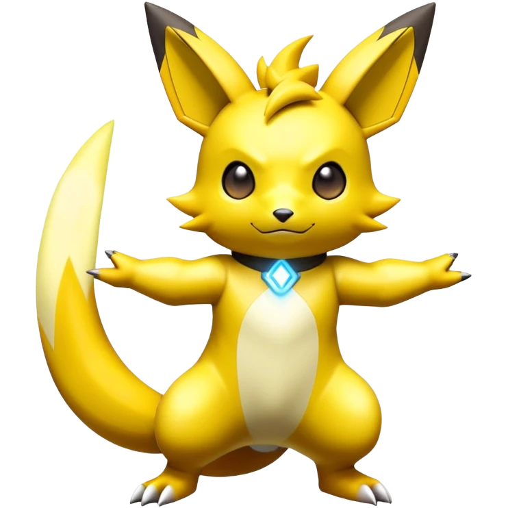 Shiny Futuristic Colorful Pichu-Raichu-Renamon-Zeraora-hybrid-creature emoji