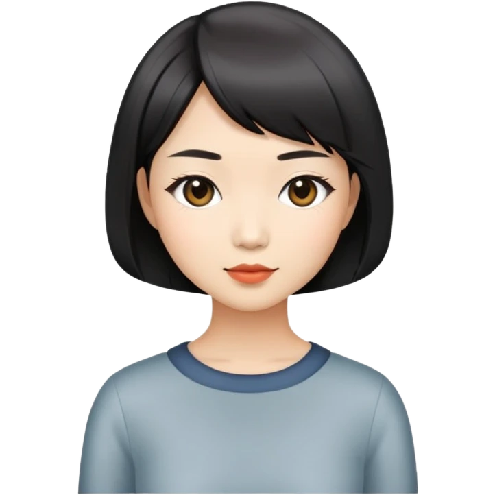 Asian woman model with stylish short bob haircut emoji