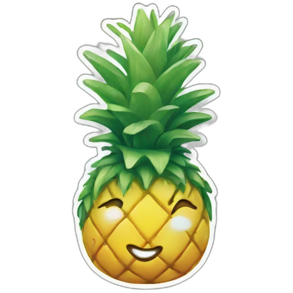 Road with pineapple sticker on street emoji