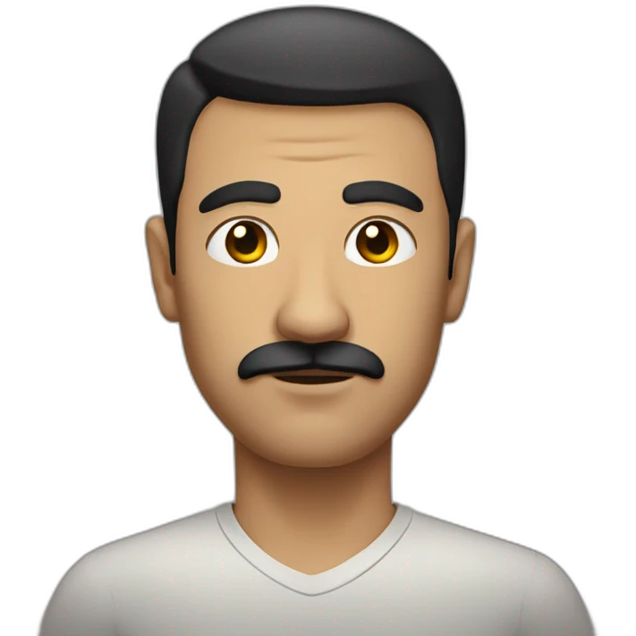 Serious Adult Man with short straight black hair and little moustache  emoji