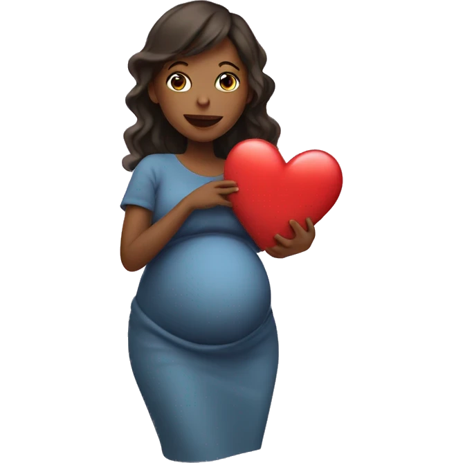 pregnant woman showing a heart emoji