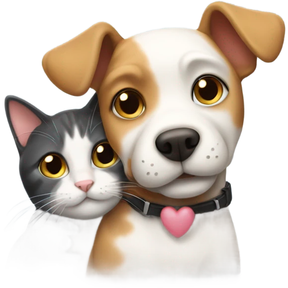 Dog and cat cuddling emoji