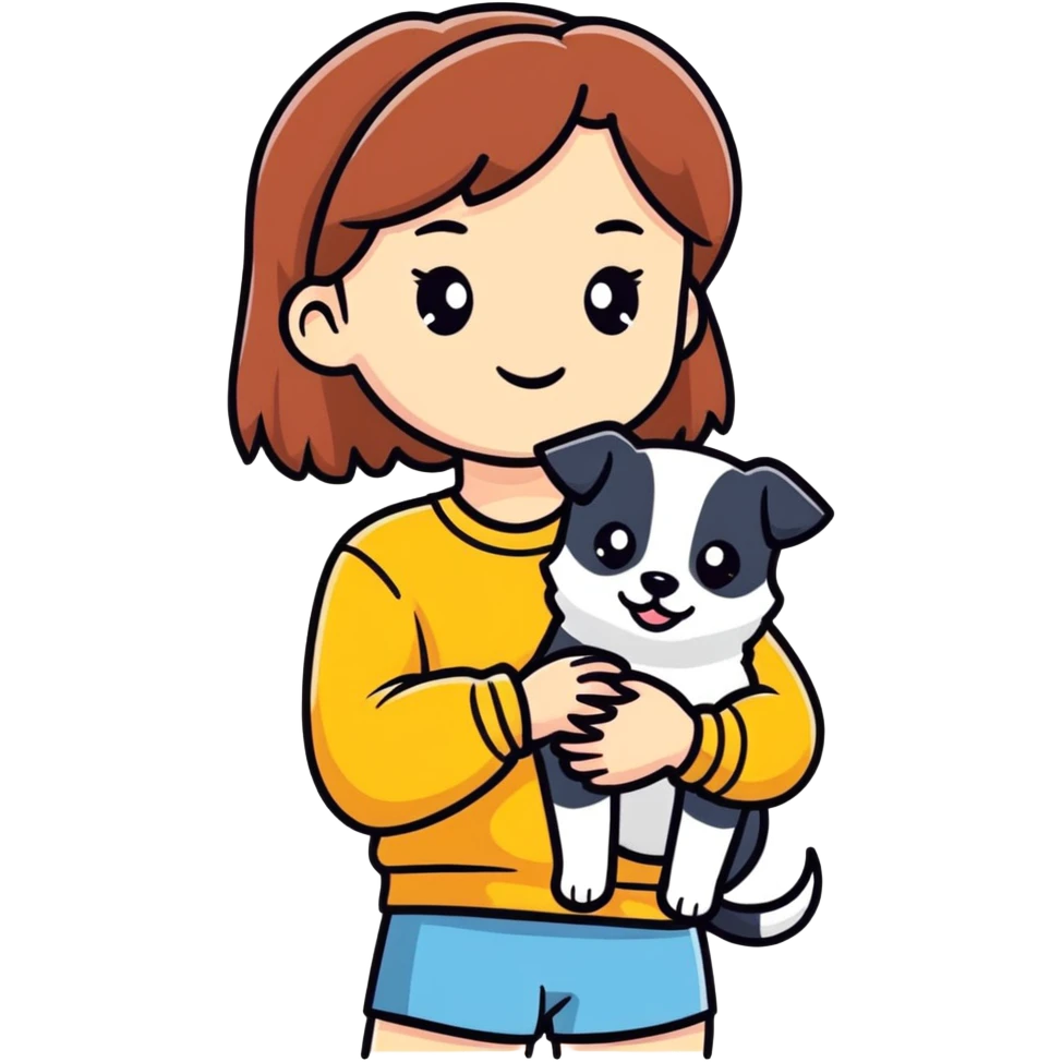 Funny girl having a dog baby emoji