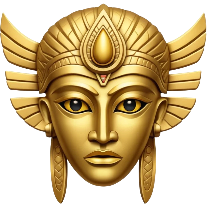 golden Anunnaki mask, neutral expression emoji