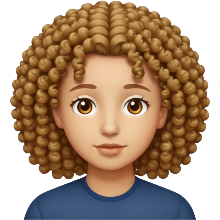 Cabelo cacheado, olhos castanhos emoji