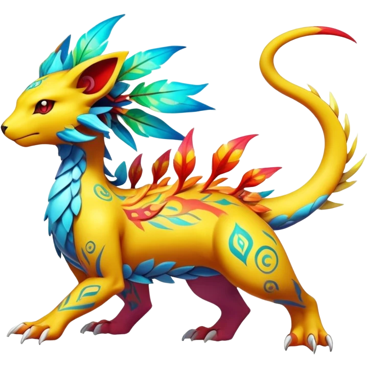 Elemental magical colorful exotic animesque Pokémon-Fakémon-creature, (full body) emoji