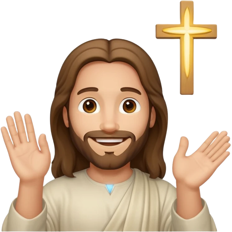 iPhone screen with Jesus in a modern, friendly pose emoji