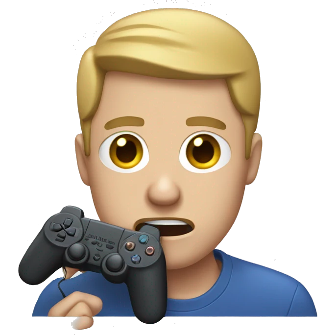White man crying with tears holding a PlayStation controller emoji