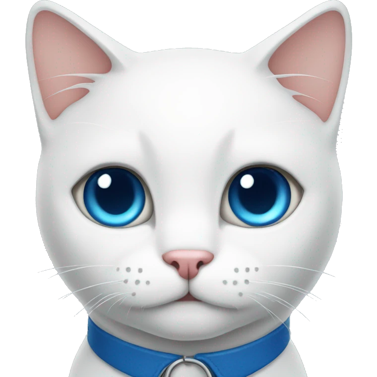 White cat blue collar emoji