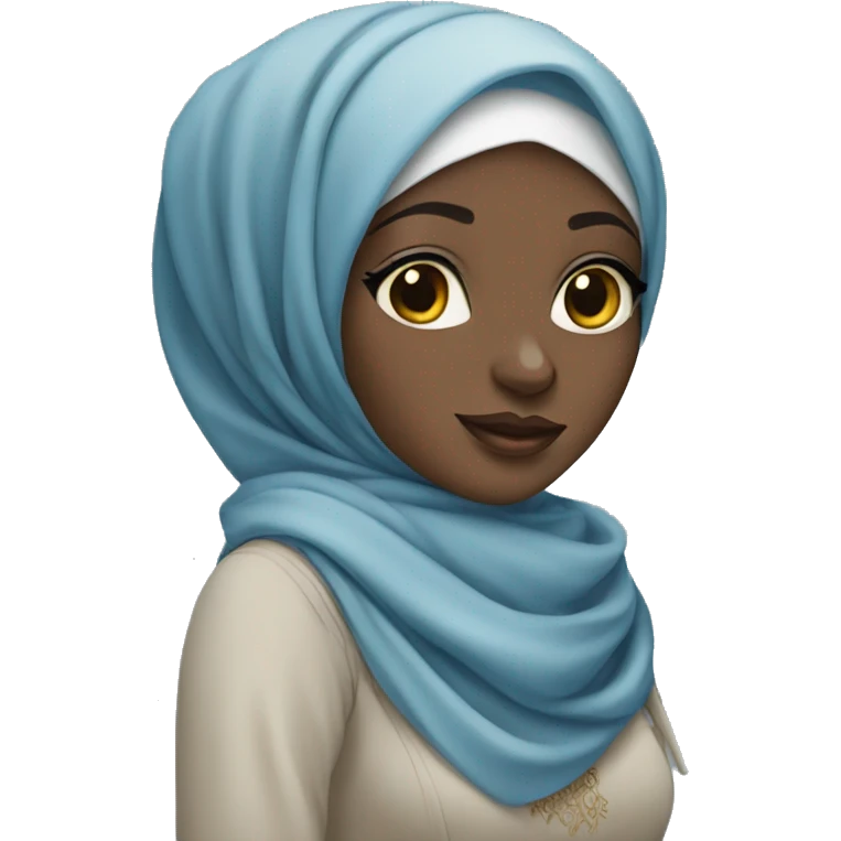 Ultra detailed african hijabi in blue emoji