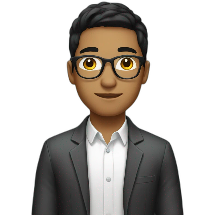 Young man with white glasses and black hair emoji