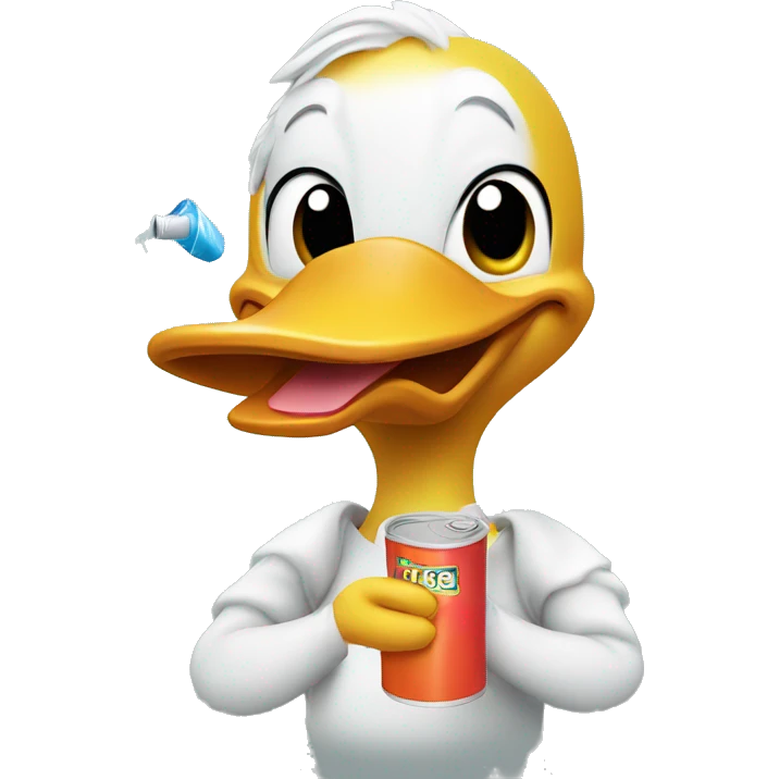 cartoon Duck doing a spit take holding a juice box emoji
