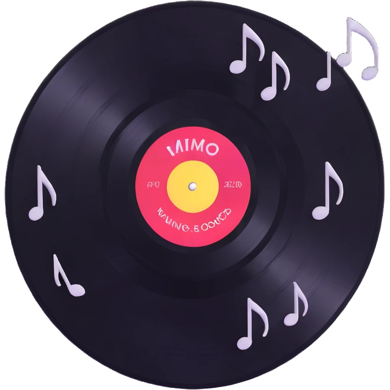 vinyl record spinning with music notes emoji