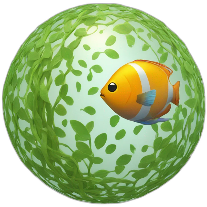 3d sphere with a cartoon hypnotic vine Tropical Fish skin texture emoji